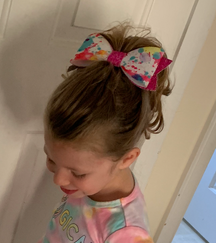 Rainbow Paint Splatter Clip Bow